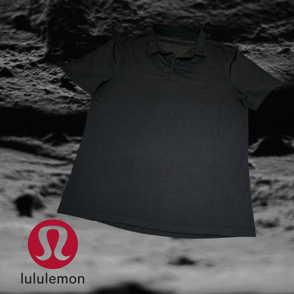 Lululemon Evolution Polo Mens Short Sleeve Technical Performance Black L
